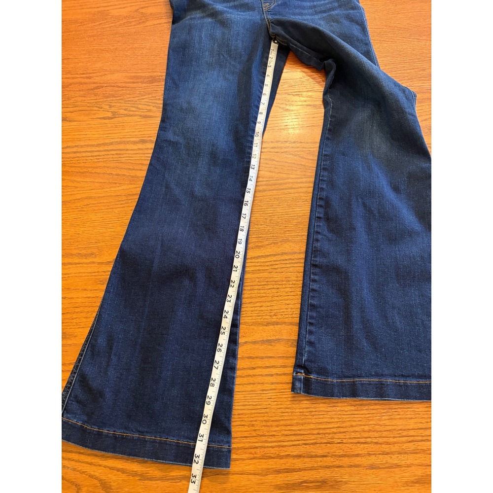 Spanx Flare Jeans Dark Wash Indigo Pull On High Rise Stretch Denim XL - Picture 6 of 9
